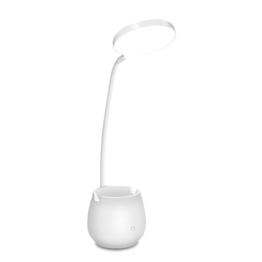 Multi-functional LED USB Plug-in Desk Lamp Eye Protection Light Pen Pencil Holder - White//DC Power - 1