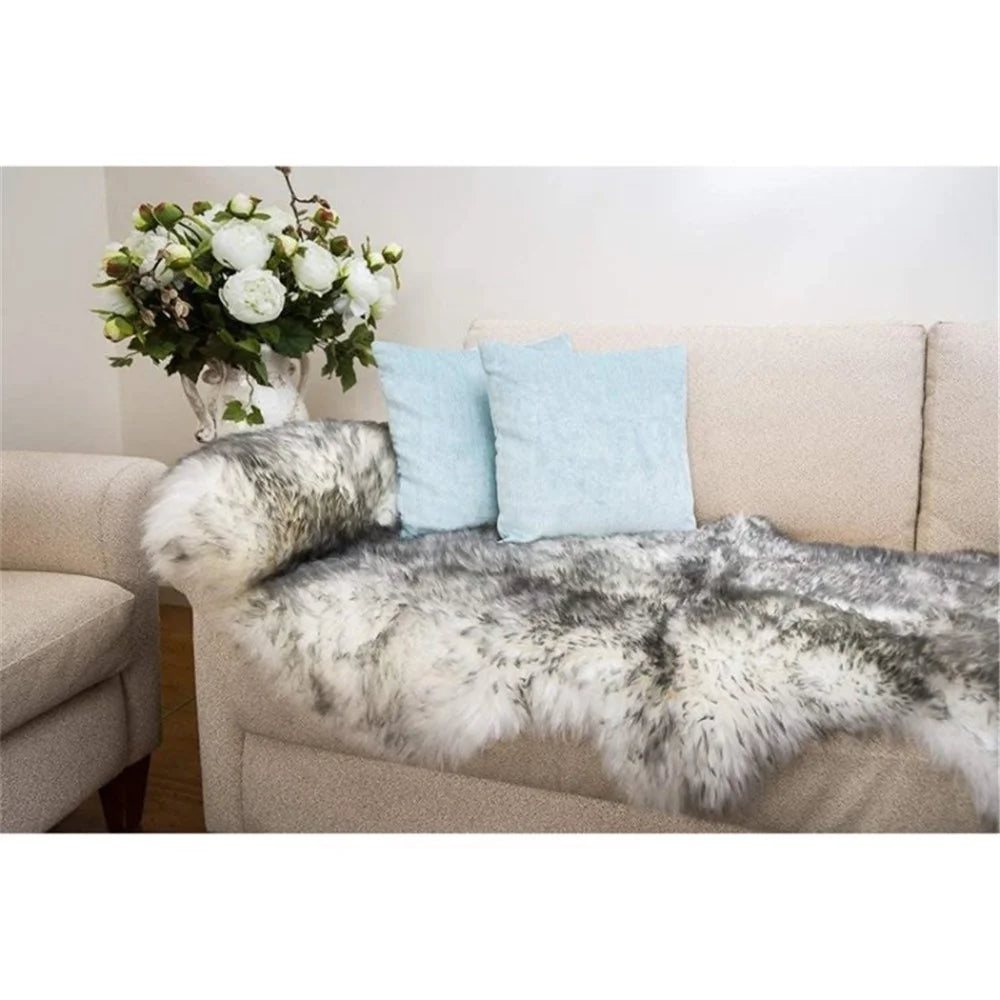 Soft Fluffy Rug Long Size Shaggy Floor Mat Faux Fur Carpet - Grey//60*180cm - 1