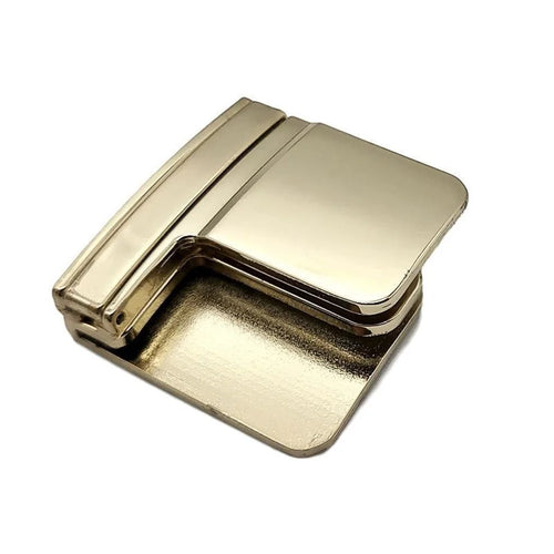 Folding Men Belt Buckle Shinning Zinc Alloy Clip - Gold - 1