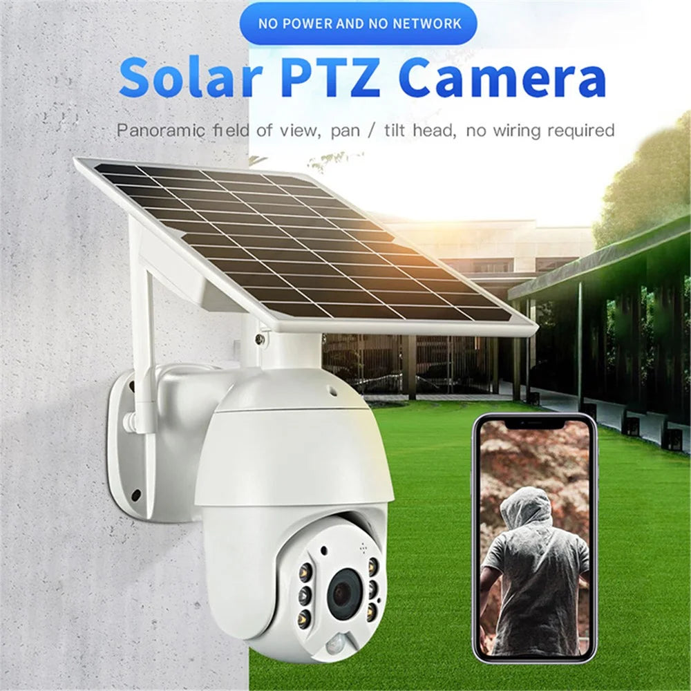 Outdoor Solar IP CCTV Camera 1080P HD Waterproof WiFi Wireless Remote Alarm PTZ Camera - 3