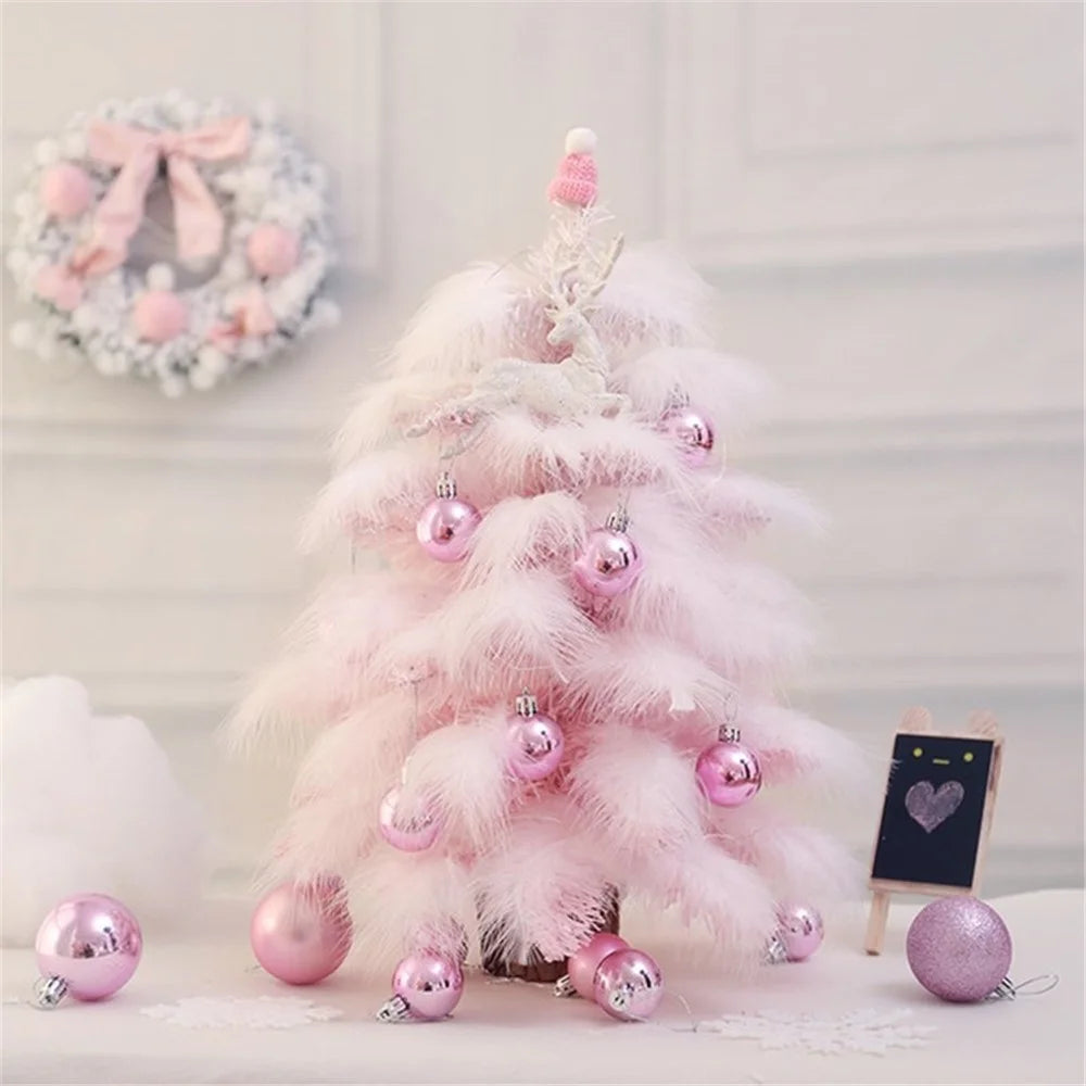 45cm/60cm Height Pink Christmas Tree & Glitter Balls Set Xmas String Light Decorations - 60cm height - 1