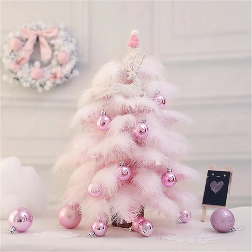 45cm/60cm Height Pink Christmas Tree & Glitter Balls Set Xmas String Light Decorations - 60cm height - 1