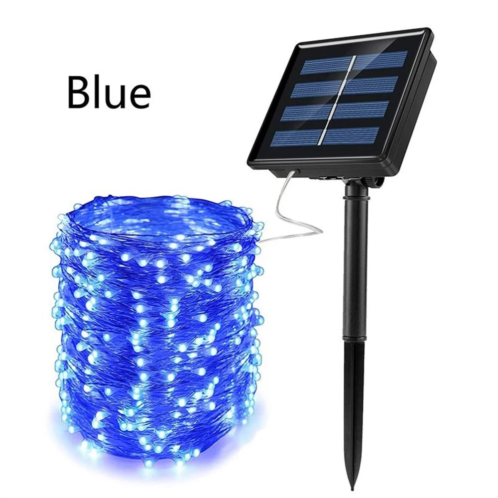 12m Solar String Light [100-LED, 8 Models] Garden Festival Wedding Decor Fairy Lamp-8 Modes 12m 100 - LED Blue - 1