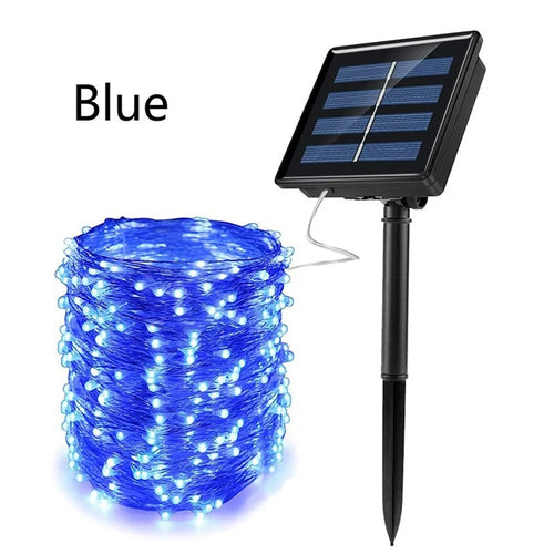 12m Solar String Light [100-LED, 8 Models] Garden Festival Wedding Decor Fairy Lamp-8 Modes 12m 100 - LED Blue - 1