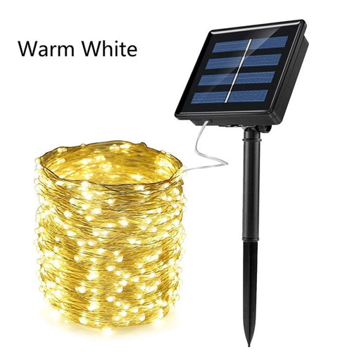 Solar String Light Outdoor Courtyard Copper Wire Light 8 Modes 22m LED Light for Holiday Wedding - Warm White - 1