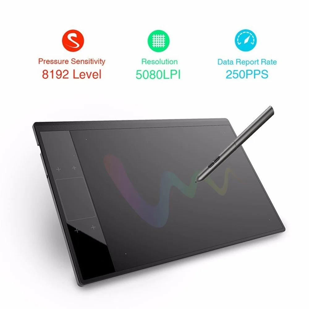 Drawing Graphics Pen Tablet 10x6 inch Large Active Area Digital Drawing Pad - 1