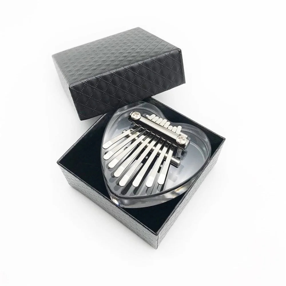 Mini 8-Key Kalimba with Chain Clear Crystal Thumb Piano - Love - 1