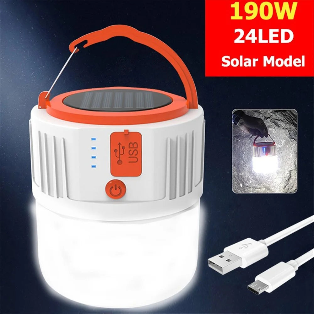 LED Solar Light Bulb USB Recharge Portable Tent Light Lamp for Camping - 24 LED - 1