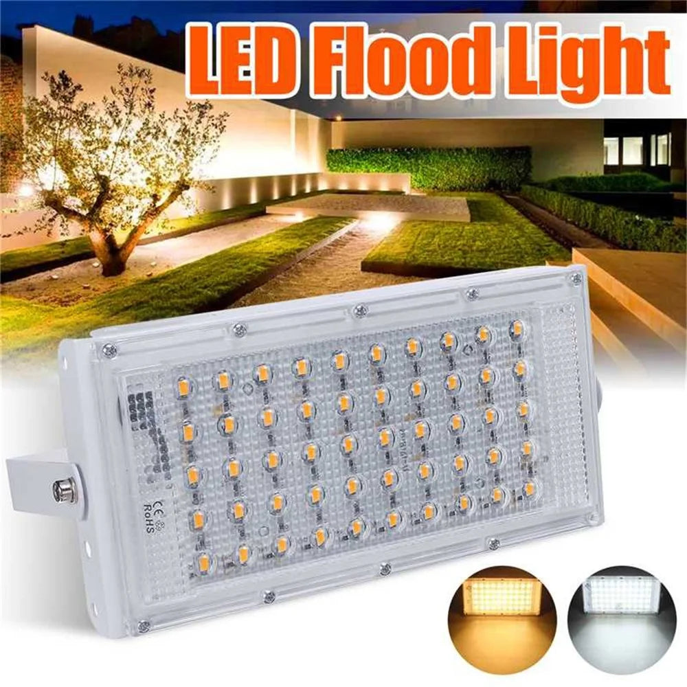 LED Street Light 50W 220V Floodlight Waterproof Wall Lamp Outdoor Lighting for Garden Square - White - 1