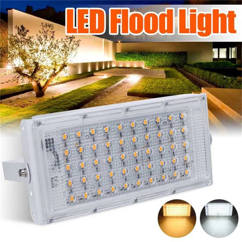 LED Street Light 50W 220V Floodlight Waterproof Wall Lamp Outdoor Lighting for Garden Square - White - 1