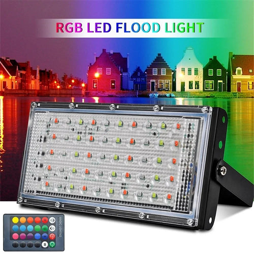 RGB Spotlight 50W 220V Floodlight Waterproof Outdoor Wall Reflector Lighting Garden Square LED Flood Light - 1