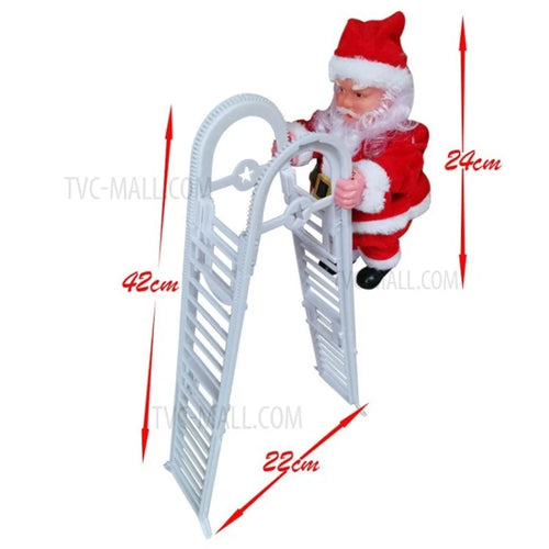 Electric Santa Claus Climbing Ladder Doll Xmas Party Figurine Decor Kids Christmas Gift Toy - C - 1
