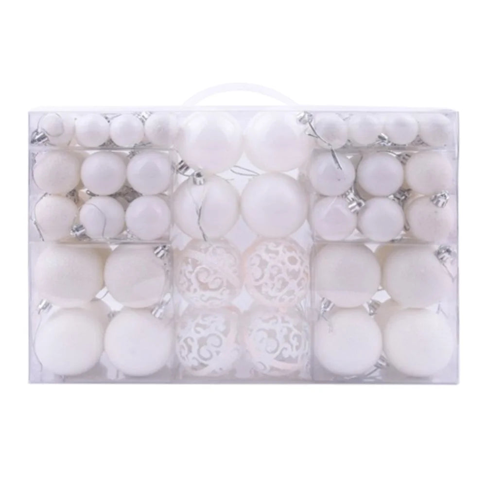 100Pcs / Box Christmas Tree Balls 3-6cm Diameter Round Ball Pendant Xmas Gift Party Decor - White - 1