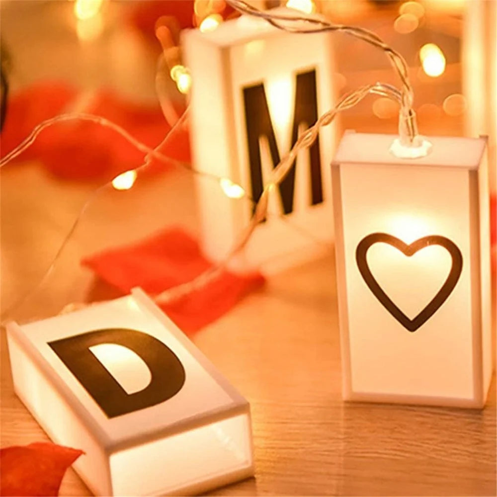 3m 20-LED Light String Box Letter Banner for Home Christmas Party Decor - White - 1