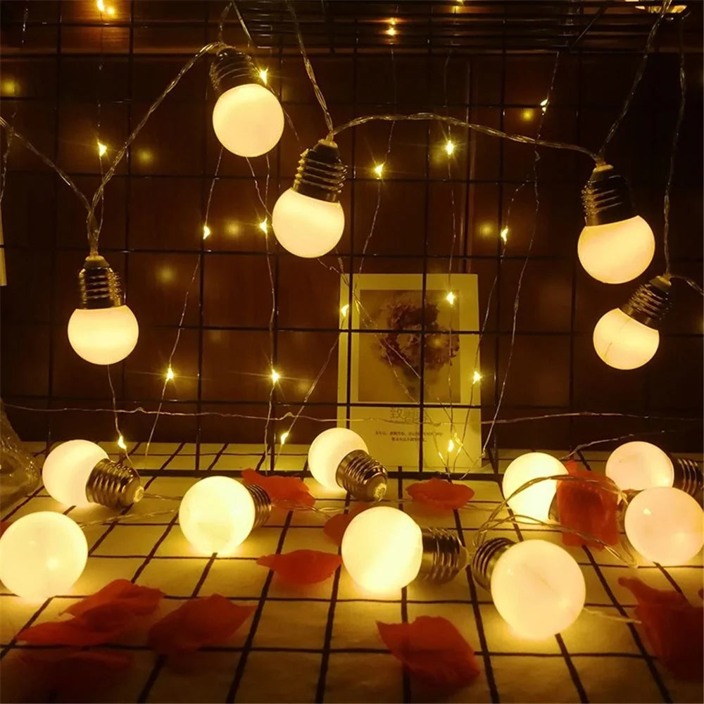 Hanging LED Light String Lamp Bulb for Home Yard Christmas Party Decoration - Warm White//3 meters with 20 lights - 1