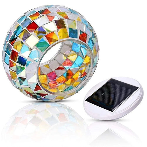 Solar Power LED Mosaic Glass Ball Color Changing Light Garden Lawn Decor Lamp - 1