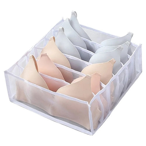 Sock Drawer Organizer Divider Cell Collapsible Closet Cabinet Underwear Storage Box Organizer - White/6-grid - 1