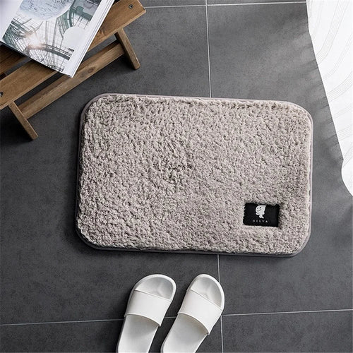 Bathroom Entrance Anti Slip Floor Mat Ultra Absorbent Quick Dry Microfiber Rug for Shower Spa - Light Grey / 40x60cm - 1