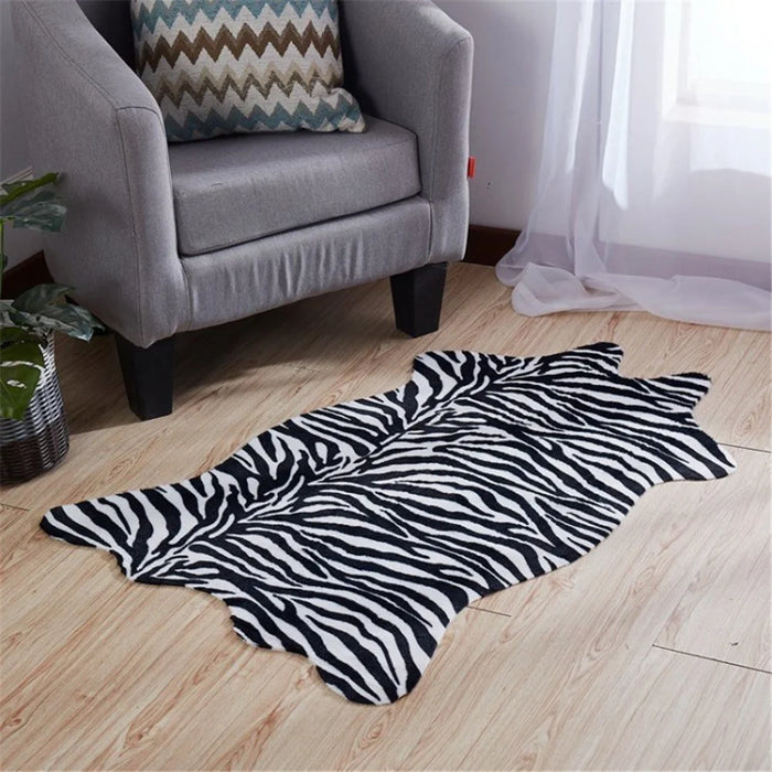 Floor Mat Bedroom Carpet Faux Fur Cow/Leopard/Zebra Rug - Zebra Pattern - 1