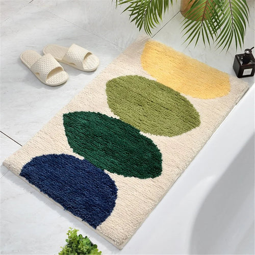 Floor Mat Flocked Bedroom Living Room Carpet 50x80cm Beige Non Slip Rug for Home Use - 1