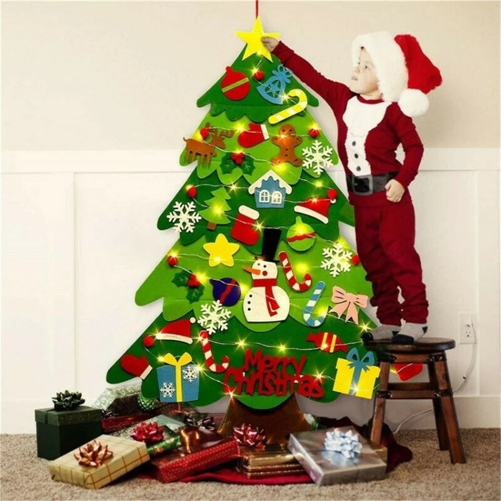 DIY Glowing Felt Christmas Tree Kids Xmas Gift Toy with 3m 30-LED String Light - 1