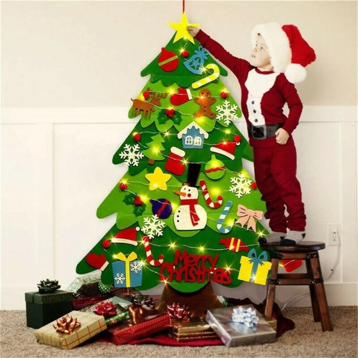 DIY Glowing Felt Christmas Tree Kids Xmas Gift Toy with 3m 30-LED String Light - 1