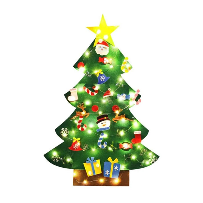 DIY Glowing Felt Christmas Tree Kids Xmas Gift Toy with 3m 30-LED String Light - 3