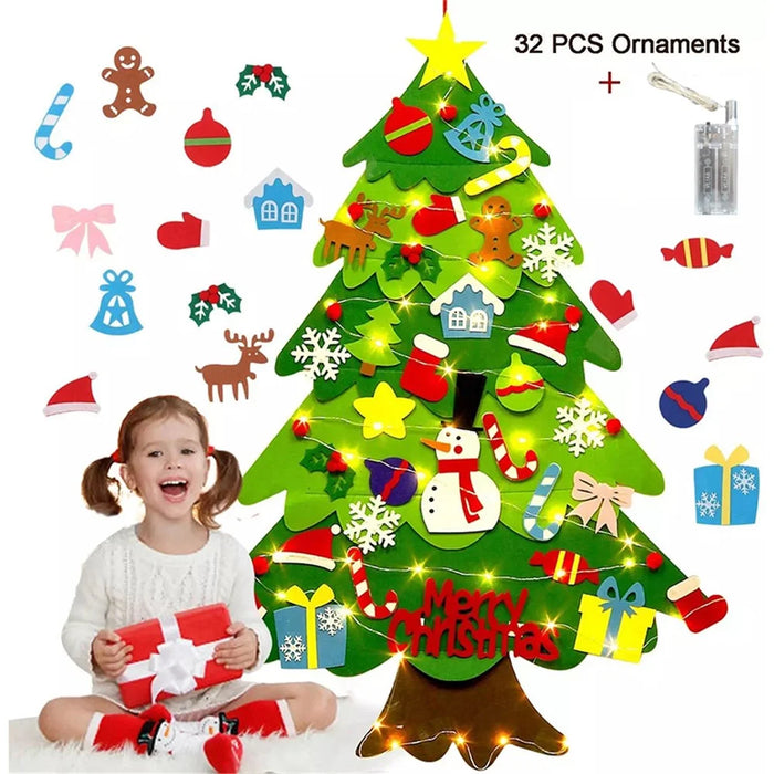 DIY Glowing Felt Christmas Tree Kids Xmas Gift Toy with 3m 30-LED String Light - 4