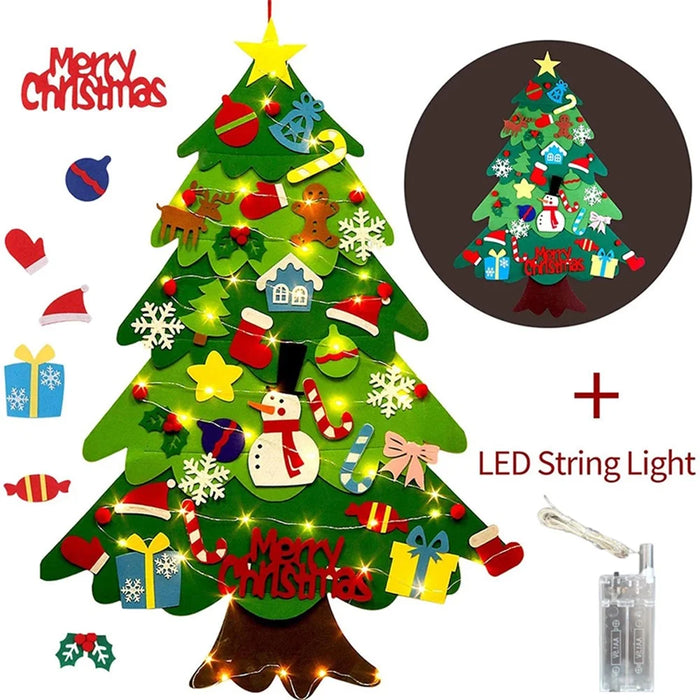 DIY Glowing Felt Christmas Tree Kids Xmas Gift Toy with 3m 30-LED String Light - 5
