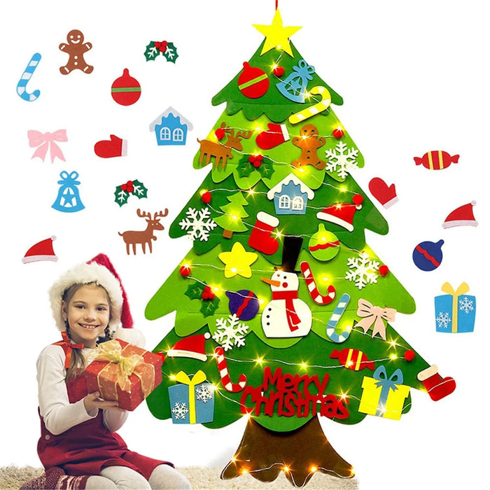 DIY Glowing Felt Christmas Tree Kids Xmas Gift Toy with 3m 30-LED String Light - 6