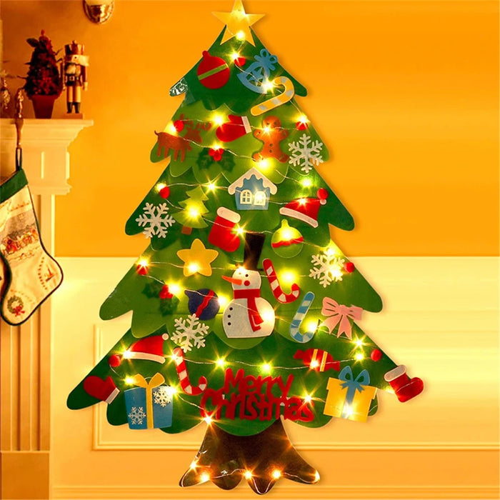 DIY Glowing Felt Christmas Tree Kids Xmas Gift Toy with 3m 30-LED String Light - 7