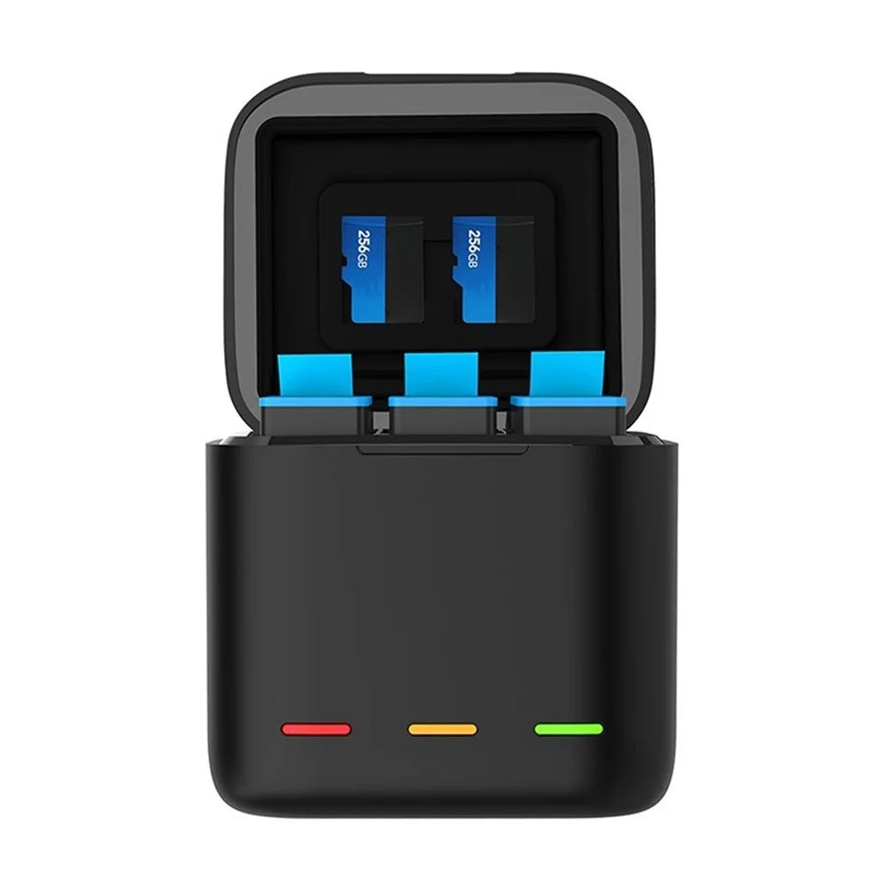 TELESIN GP-BCG-901 For GoPro Hero 9 3 Slots Battery Charger + Type-C Cable Battery Charging Dock with LED Light - 1
