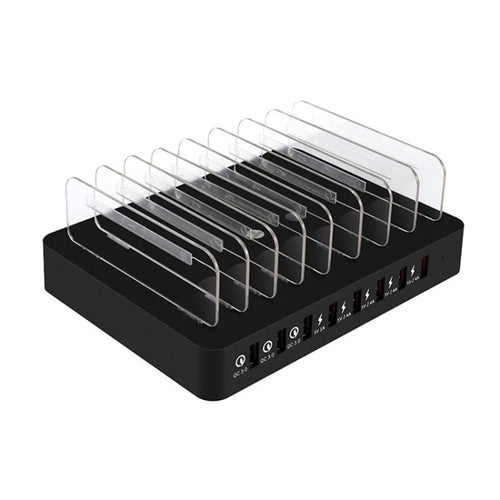 QC 3.0 8-Port USB Hub PD Charging USB Splitter Phone Charger Adapter - Black / US Plug - 1