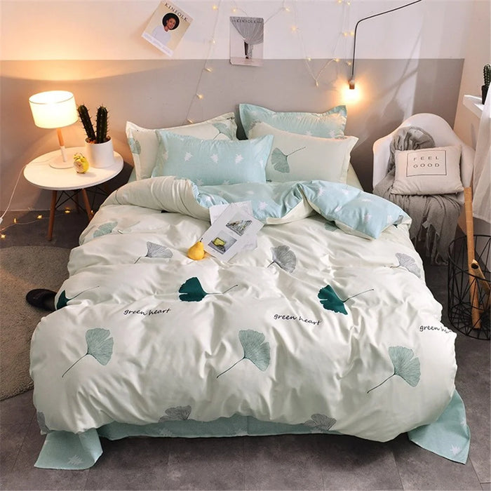 Plant Series Bed Linens Duvet Cover Set with Pillowcase - Ginkgo leaf/2.0m 4Pcs/Set - 1