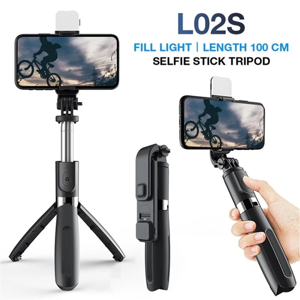 Extendable  Selfie Stick Fill Light Bluetooth-compatible Tripod for iPhone Android Samsung - 1