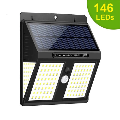 Solar Wall Lights 3 Working Mode Motion Sensor Light Waterproof Outdoor Lights for Garden Fence Garage - 146-LED - 1