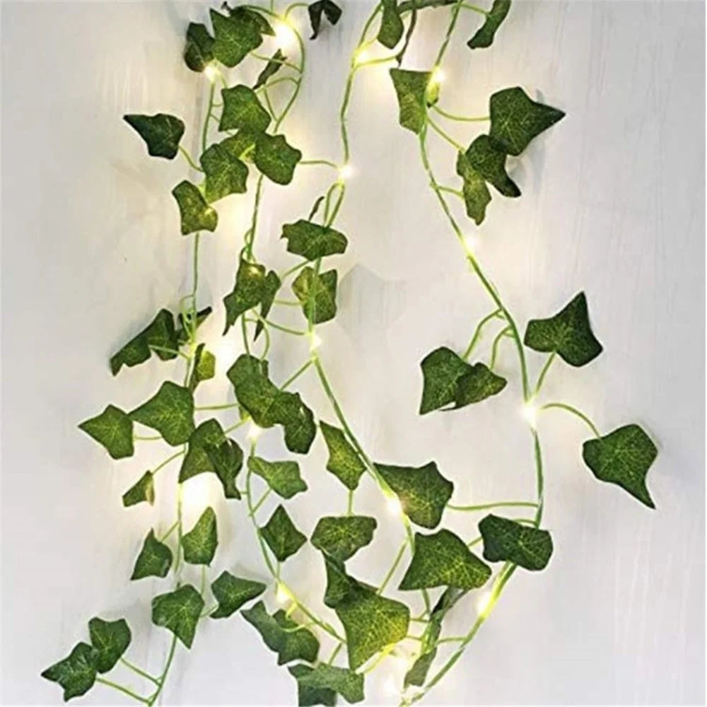 2m 20 LEDs String Light Artificial Ivy Green Leaf Plant Vine Fairy Light Garden Yard Home Patio Decor - Creeper - 1