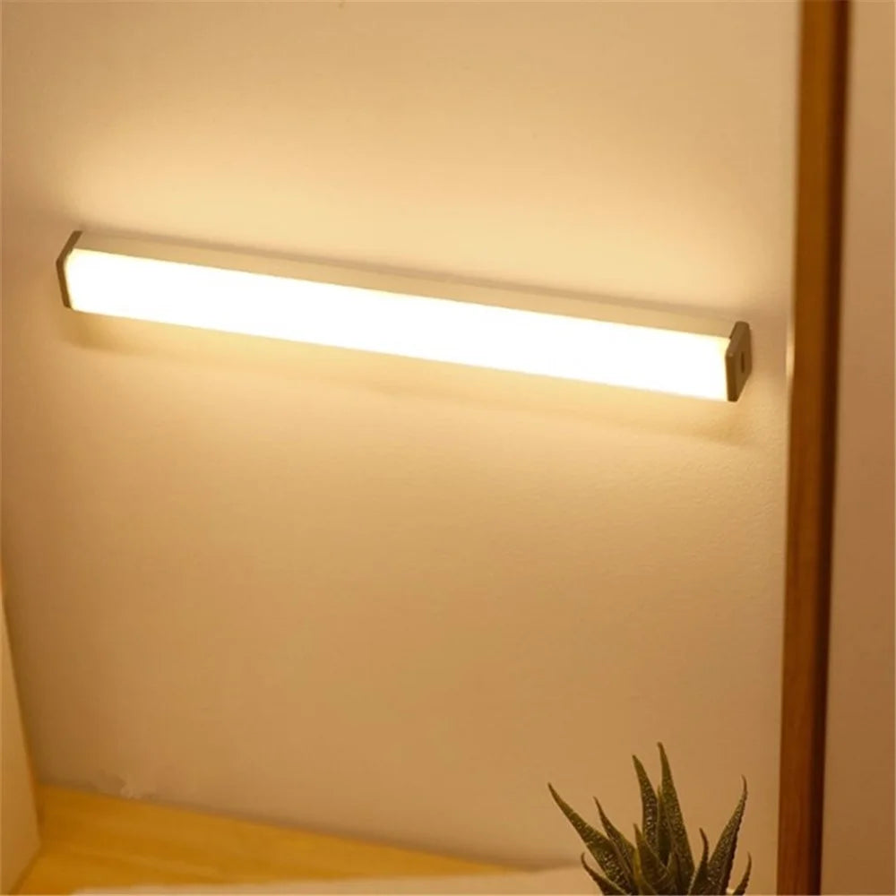 Motion Sensor Lamp Induction LED Night Light USB Charge Magnetic Strip - Warm White/100mm - 1