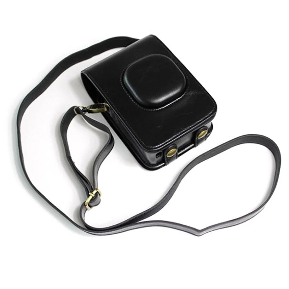 PU Leather Camera Case for Fuji Instax Mini LiPlay Polaroid Camera with Shoulder Strap - Black - 1