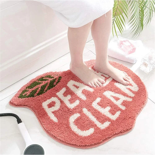 Non-slip Bath Mat Soft Cute Shaped Bath Rug Bathroom Carpet - Peach - 1