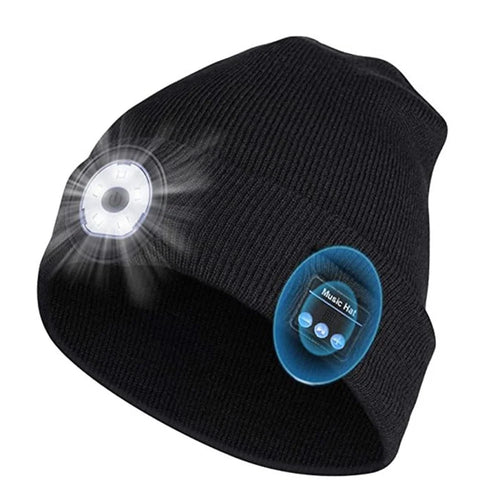 Bluetooth-compatible 5.0 Beanie Hat Music Wireless Headphone LED Night Knitted Cap for Outdoor Sports Skiing Running Skating - 1
