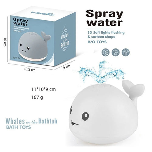 Electric Induction Children Spray Ball Water Light Music Baby Bath Toy - White Whale - 1