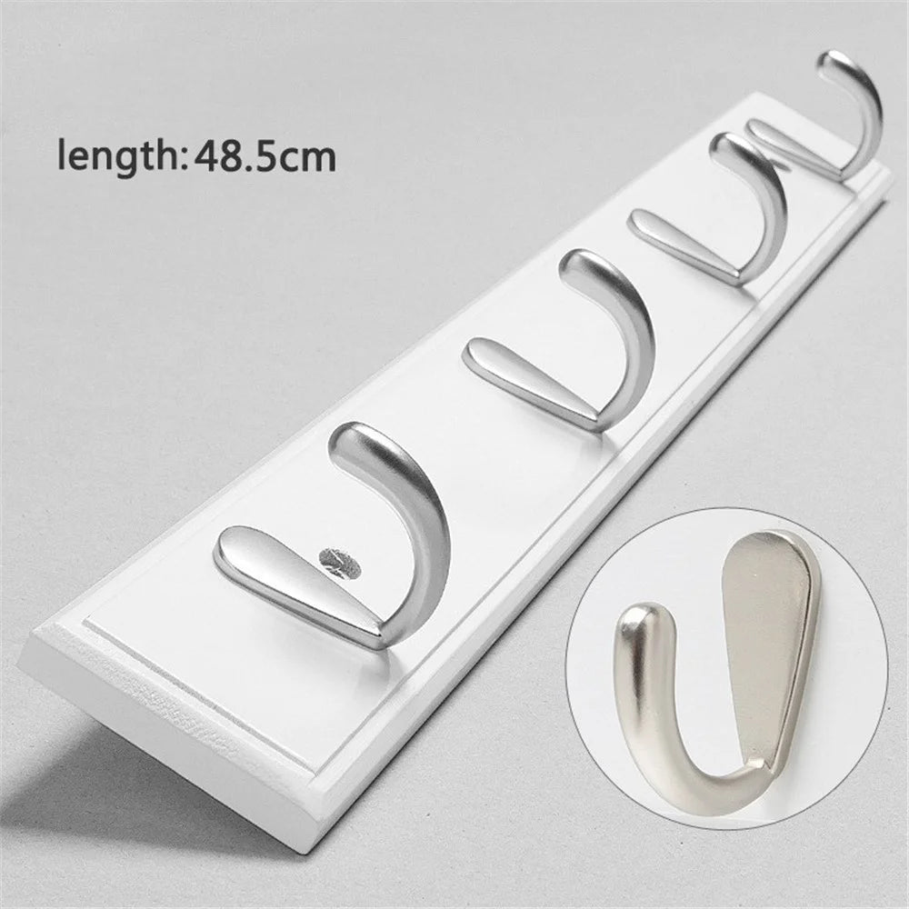 5-Hook / 4-Hook Clothes Hanger Rack Wall Door Hanging Clothes Hook (with Screws, No Glue) - White//4-hook - 1