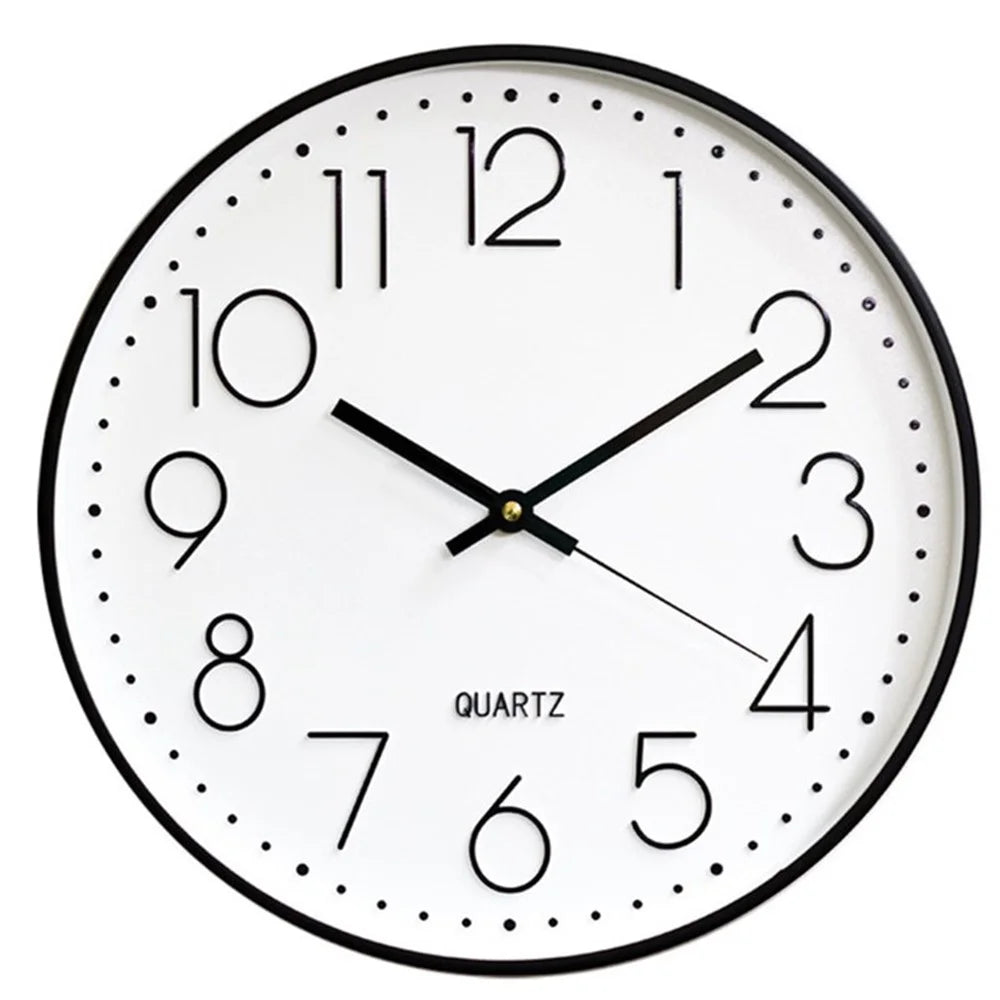 12-inch Wall Clock Battery Operated  Non-Ticking Silent Quartz Quiet Movement - Black/White - 1