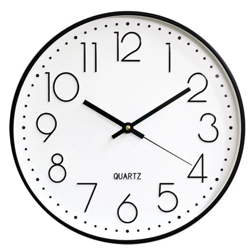 12-inch Wall Clock Battery Operated  Non-Ticking Silent Quartz Quiet Movement - Black/White - 1