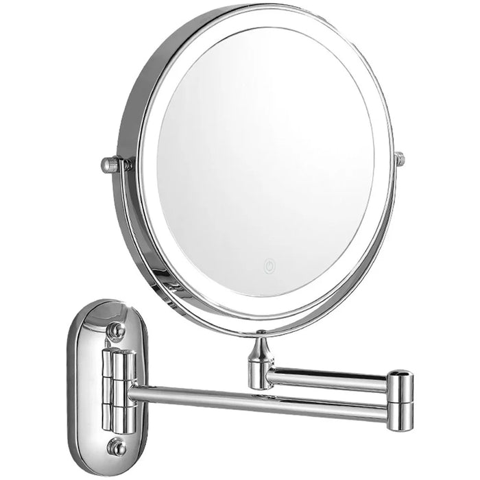 LED Light Vanity Makeup Mirror 10X Magnification Double Sided Rotatable 8 inch Wall Mounted Round Mirror - 2