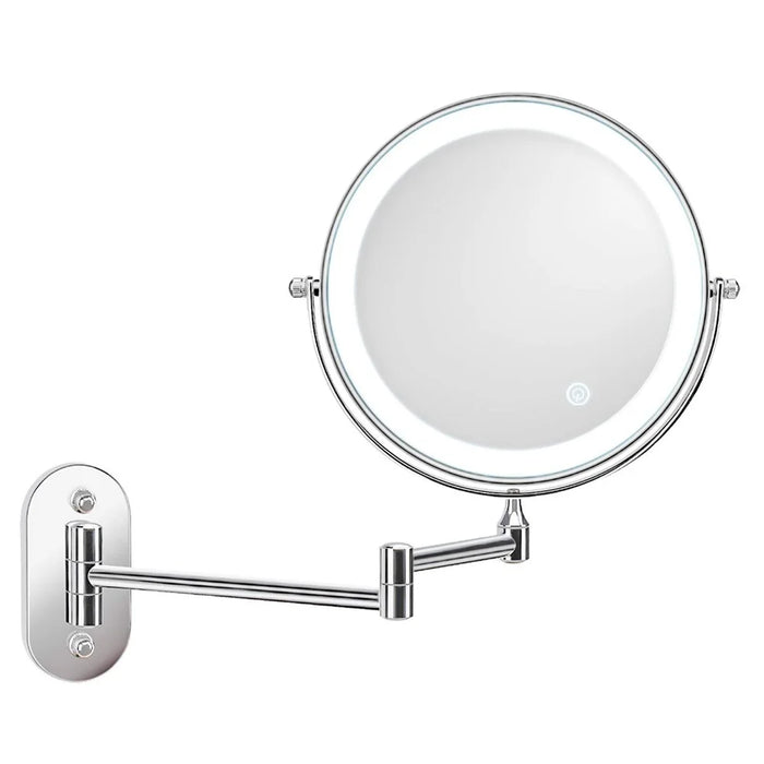LED Light Vanity Makeup Mirror 10X Magnification Double Sided Rotatable 8 inch Wall Mounted Round Mirror - 3