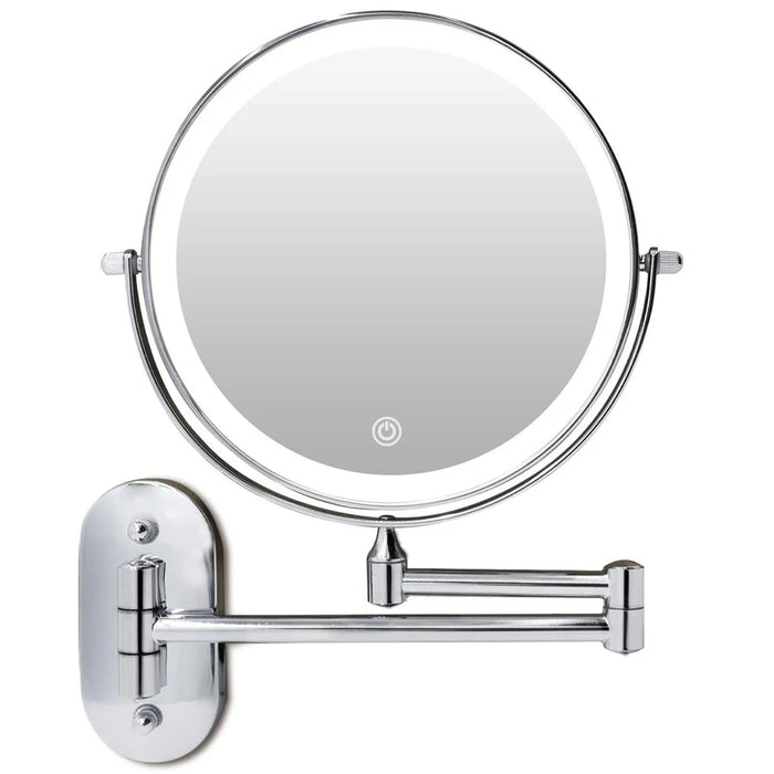 LED Light Vanity Makeup Mirror 10X Magnification Double Sided Rotatable 8 inch Wall Mounted Round Mirror - 4