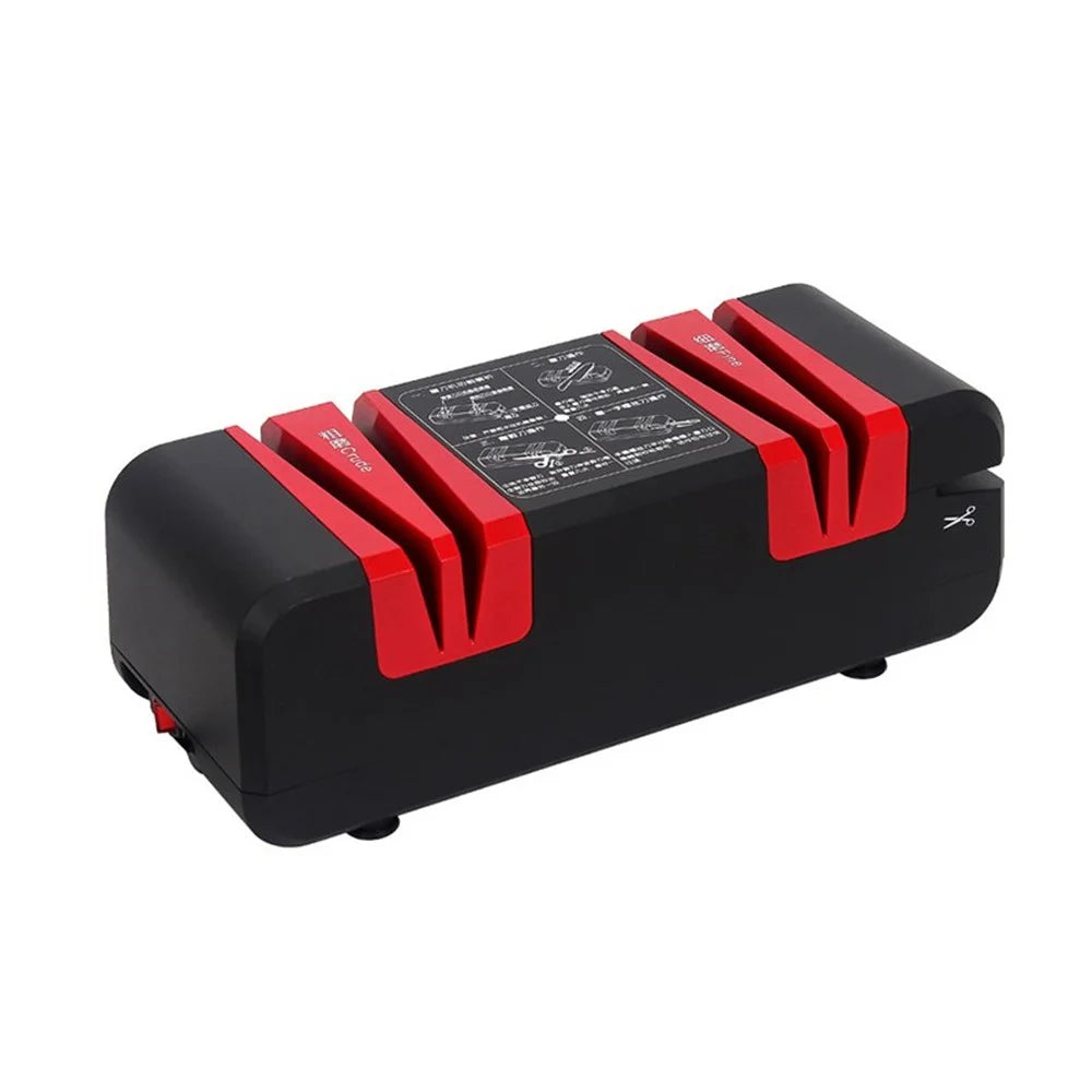 60W Electric Knife Sharpener with 15-Degree Bevel 2 Wide Stages Groove - Black/US Plug - 1