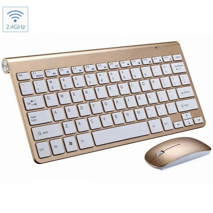 Mini Wireless Keyboard and 2.4G Optical Mouse Set 1200DP Gaming Mouse Pad - Gold - 1